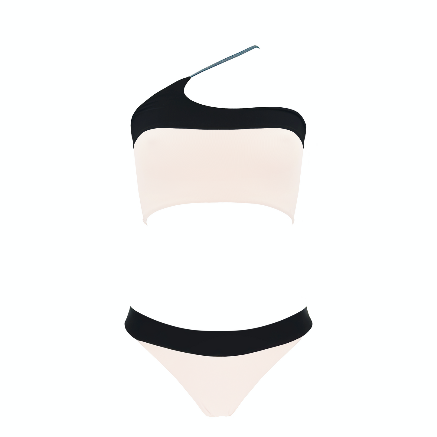 SOBEK - bikini con top monospalla con spallina in elastico tubolare laminato in Ultra Skin