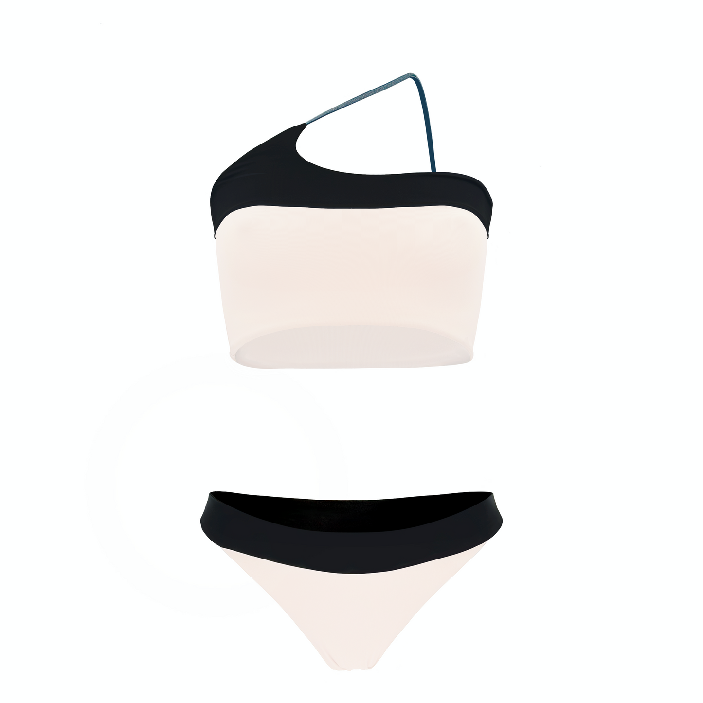 SOBEK - bikini con top monospalla con spallina in elastico tubolare laminato in Ultra Skin