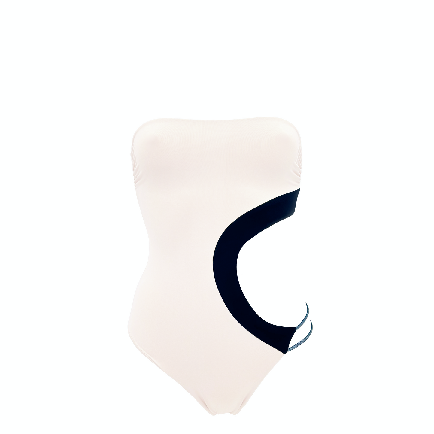 TICHE - costume intero asimetrico con dettaglio elastico tubolare laminato in Ultra Skin