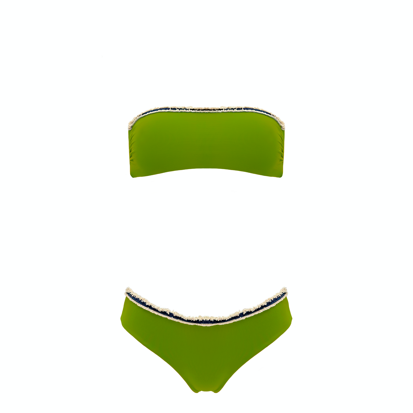 DAFNE – bikini a fascia con bordo in denim sfrangiato in Ultra Skin