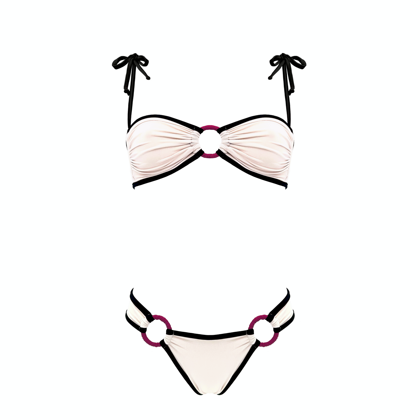 CALLIOPE - bikini a fascia con anelli e bordi a contrasto in Ultra Skin