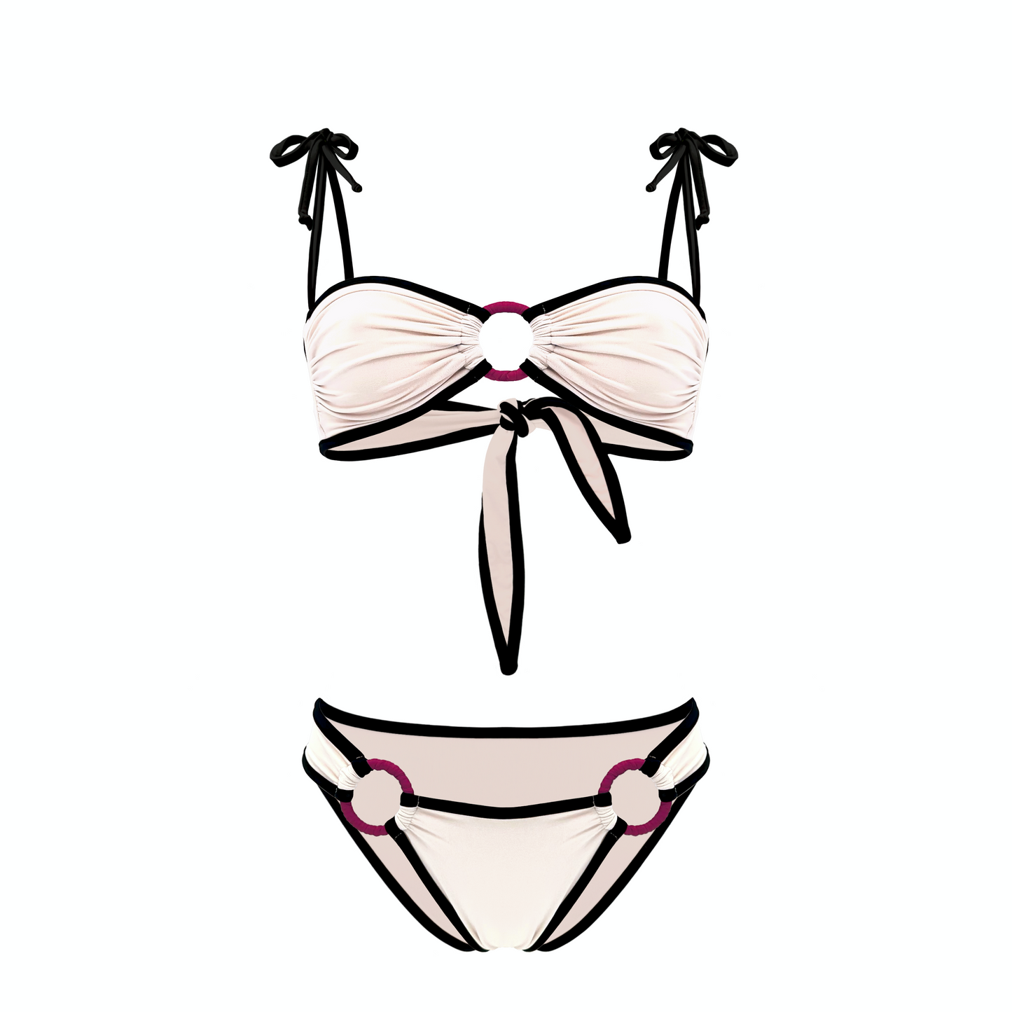 CALLIOPE - bikini a fascia con anelli e bordi a contrasto in Ultra Skin
