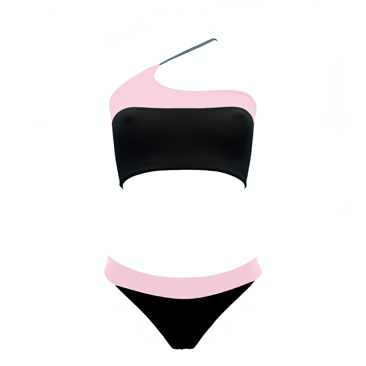 SOBEK - bikini con top monospalla con spallina in elastico tubolare laminato in Ultra Skin