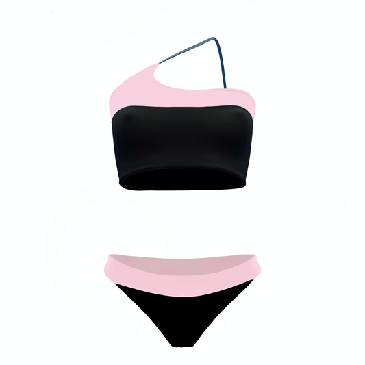 SOBEK - bikini con top monospalla con spallina in elastico tubolare laminato in Ultra Skin