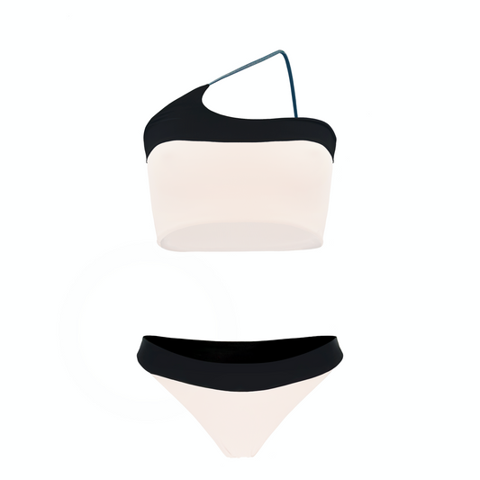 SOBEK - bikini con top monospalla con spallina in elastico tubolare laminato in Ultra Skin