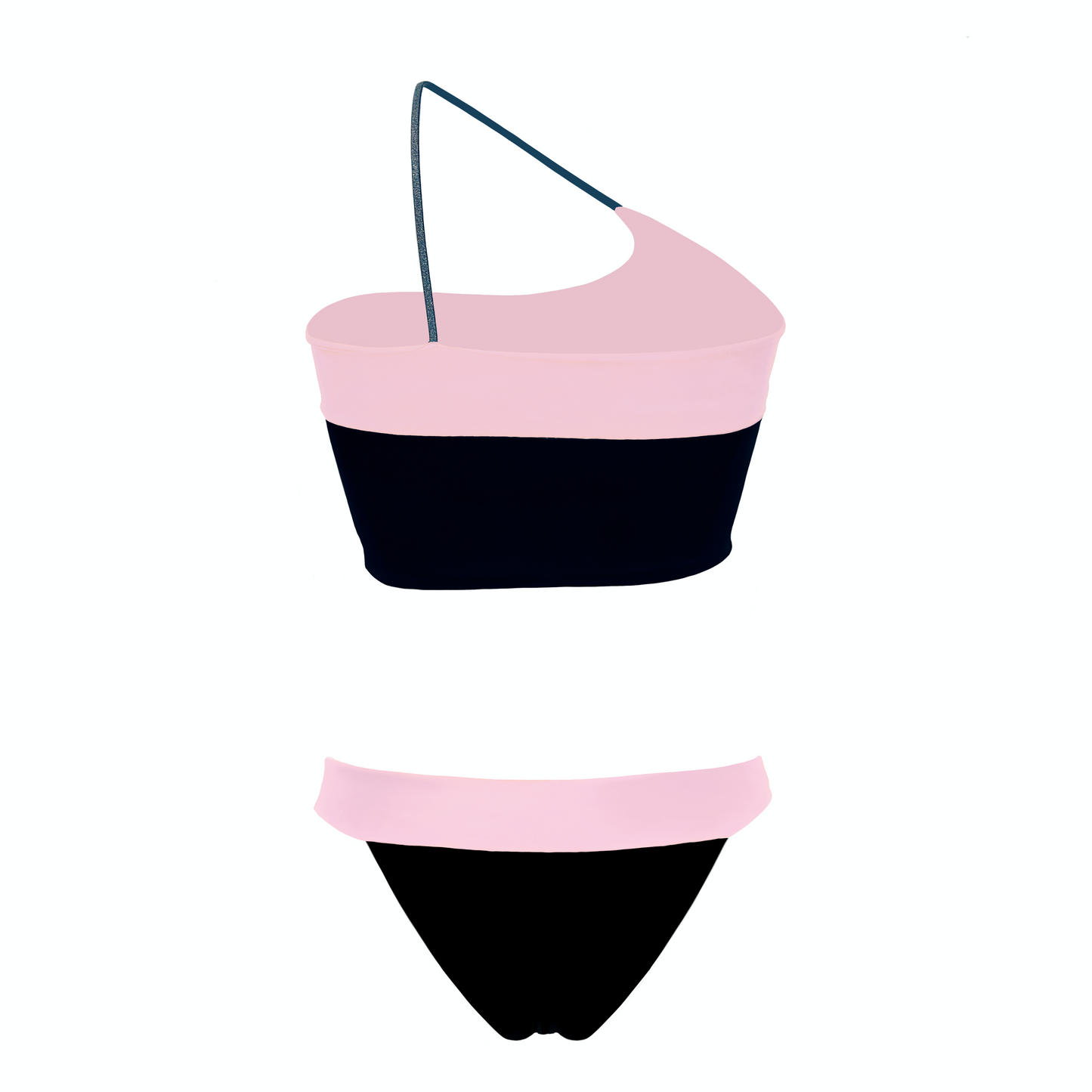 SOBEK - bikini con top monospalla con spallina in elastico tubolare laminato in Ultra Skin