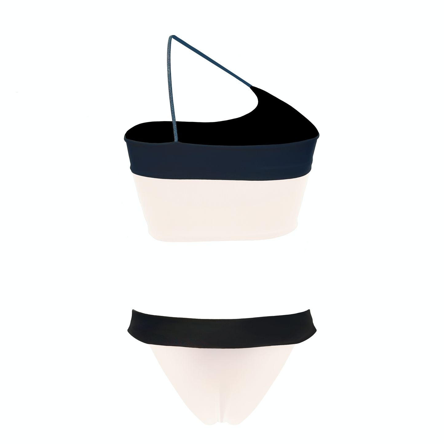 SOBEK - bikini con top monospalla con spallina in elastico tubolare laminato in Ultra Skin
