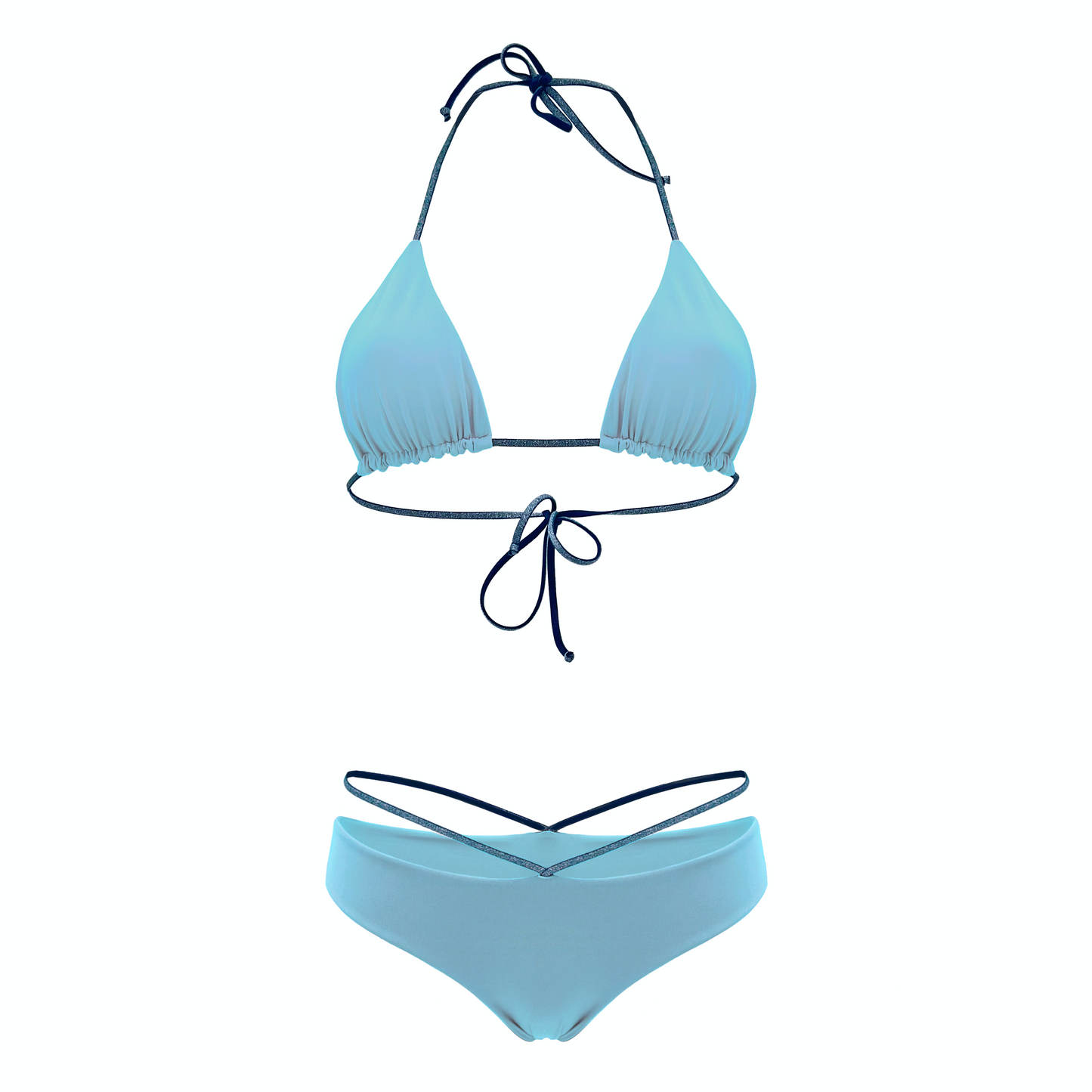 MATT- bikini a triangolo con laccetti in elastico tubolare laminato in Ultra Skin