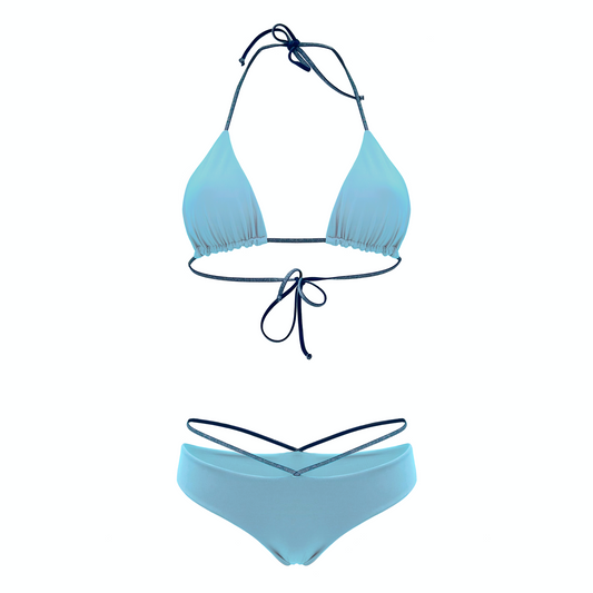 MATT- bikini a triangolo con laccetti in elastico tubolare laminato in Ultra Skin