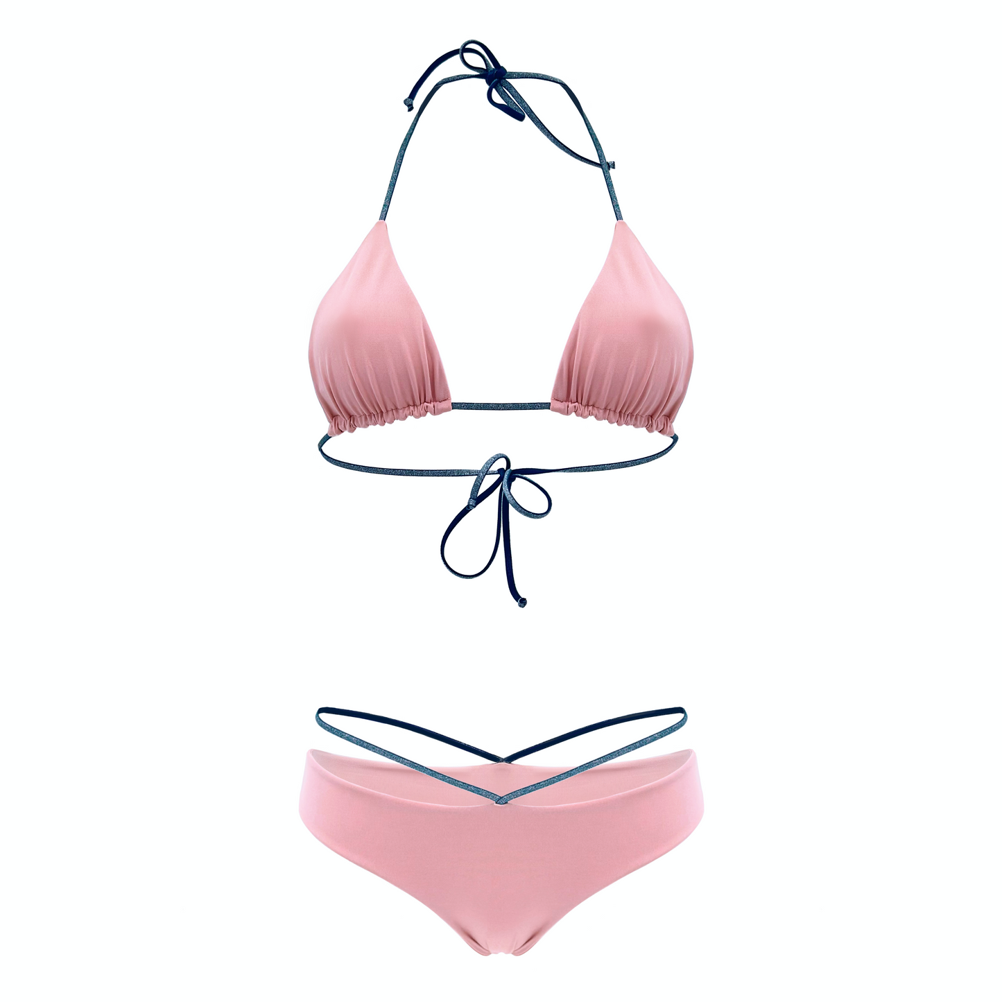 MATT- bikini a triangolo con laccetti in elastico tubolare laminato in Ultra Skin