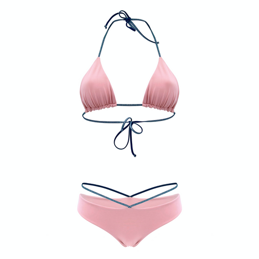 MATT- bikini a triangolo con laccetti in elastico tubolare laminato in Ultra Skin