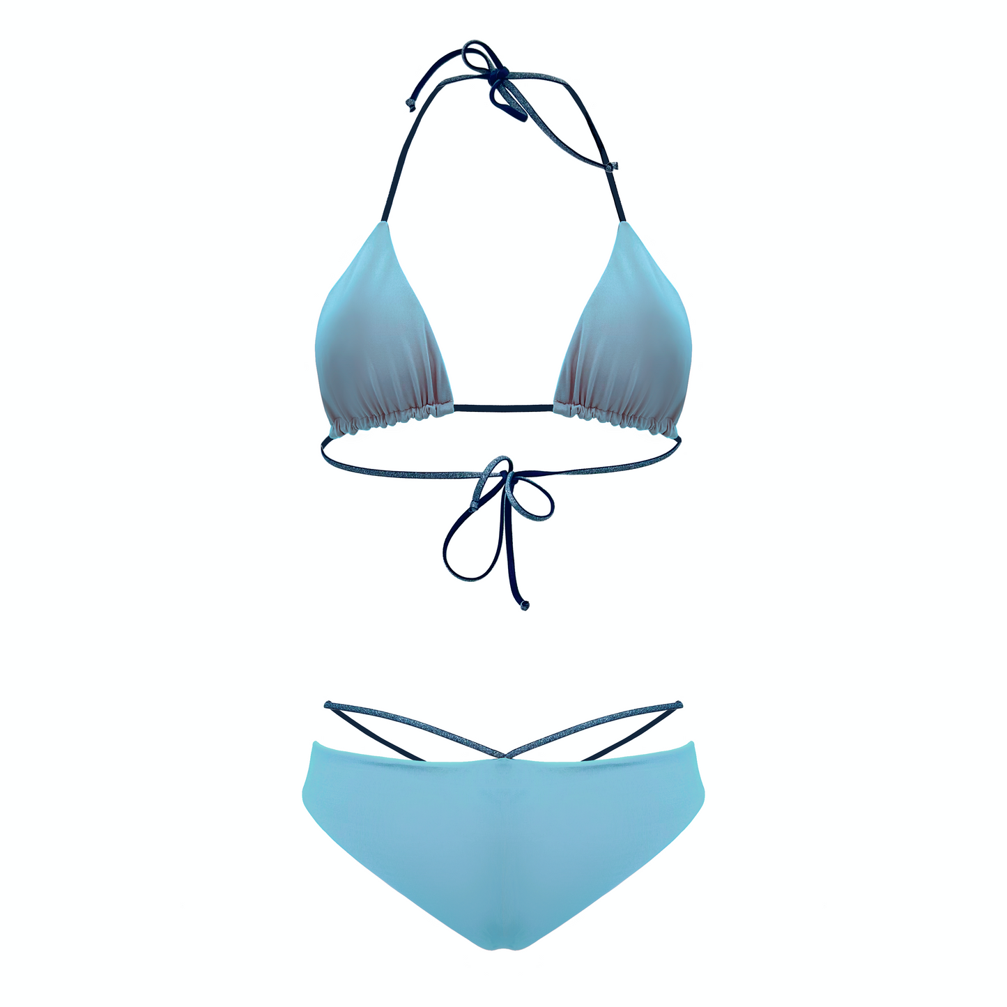 MATT- bikini a triangolo con laccetti in elastico tubolare laminato in Ultra Skin