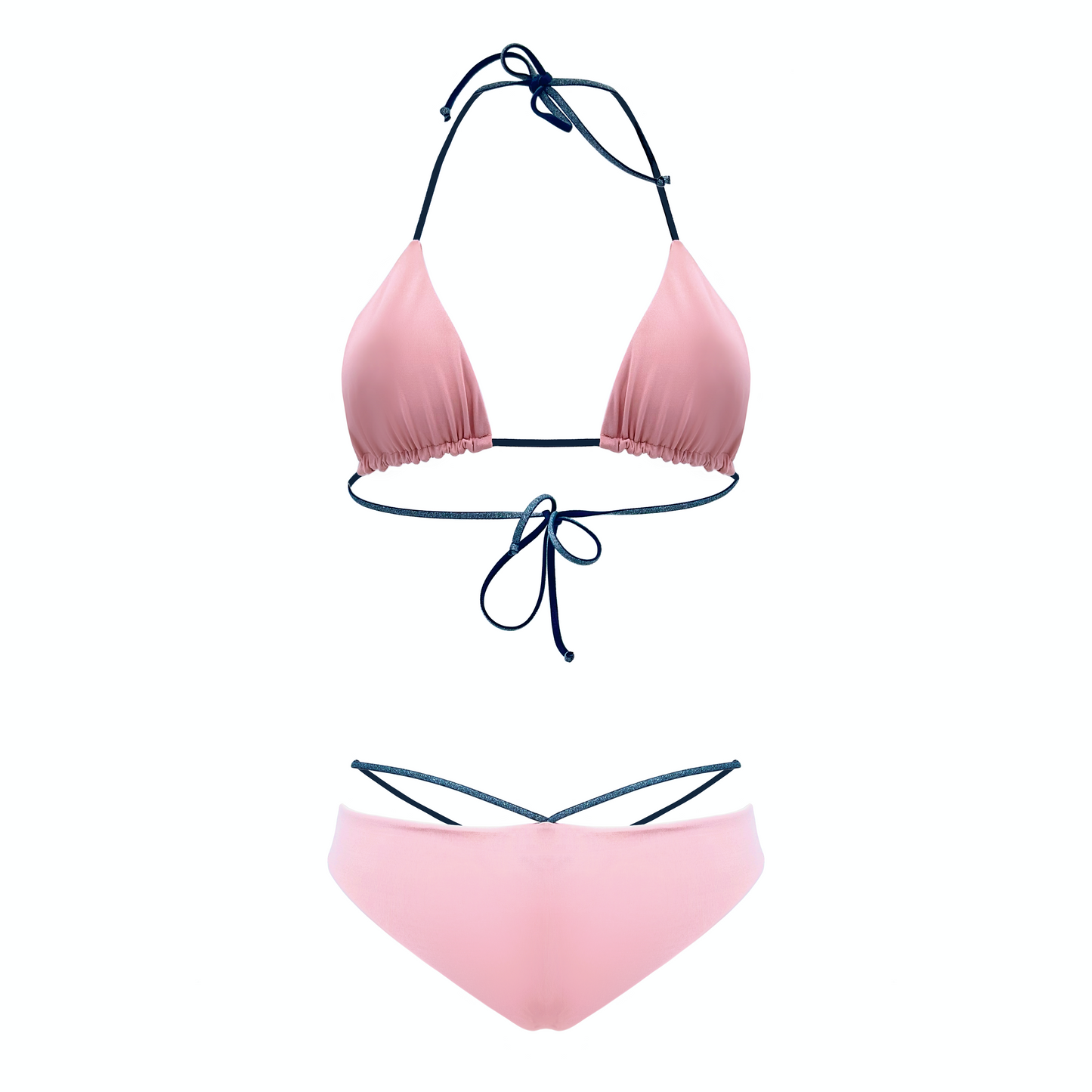 MATT- bikini a triangolo con laccetti in elastico tubolare laminato in Ultra Skin