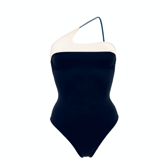 EBE - costume intero monospalla con spallina in elastico tubolare laminato in Ultra Skin