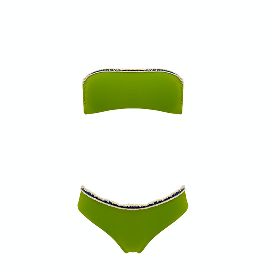 DAFNE – bikini a fascia con bordo in denim sfrangiato in Ultra Skin