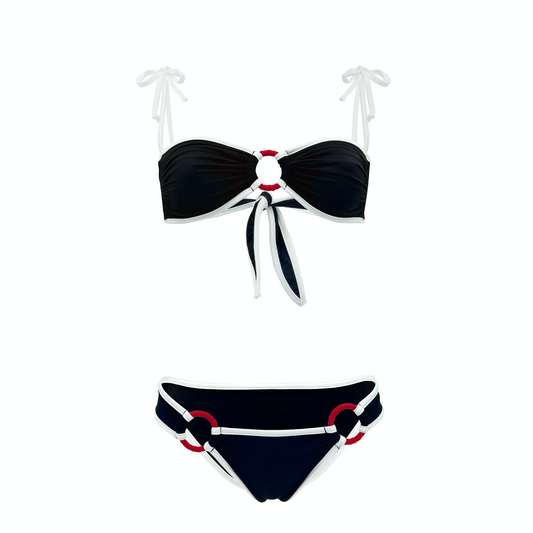 CALLIOPE - bikini a fascia con anelli e bordi a contrasto in Ultra Skin